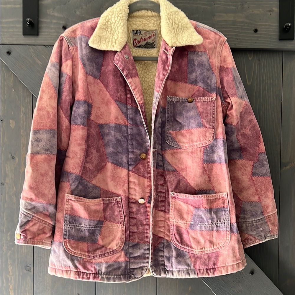 SOLD ‼️Vintage 1970s Lee Pink patchwork print Utility Jacket Union made